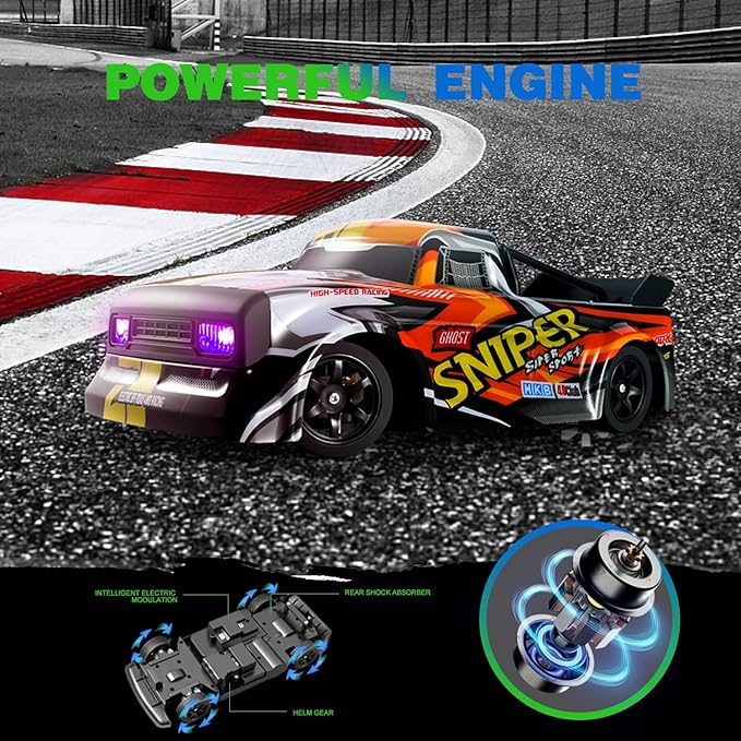 4DRC Rc Car, 2.4Ghz High Speed RC Drift Car, 4WD Drifting Racing Remote Control Monster Truck 30+ KM/H, All Terrain Off Road Truck for Adult & Kids Age 8-12 Gift