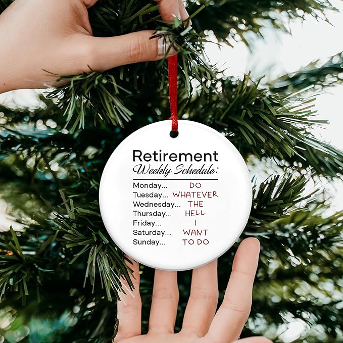 OASSIE Retirement Gifts for Woman, Men, Christmas Ornaments 2024 - Funny Retirement Gifts for Women, Farewell, Goodbye Gifts for Coworkers - Christmas Tree Decoration Ceramic Ornament