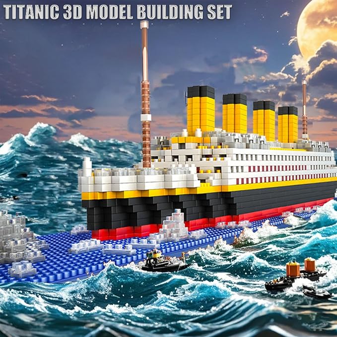 Titanic Model Micro Mini Blocks Set, 1860pcs 3D Titanic Ship Model, DIY Brick Ideal Gift for Adults and Kids