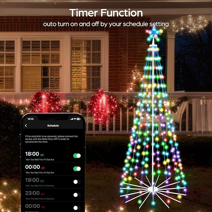 7 FT Outdoor Christmas Tree,Smart APP Remote Control RGB Color Changing DIY Timer LED Christmas Tree for Indoor Outdoor Decorations (7FT)