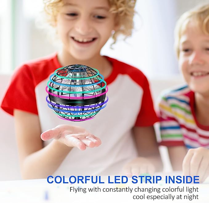 LEMATRIX Flying Orb Ball Toy, Hover Ball Boomerang Fly Fidget Spinner, Cool Toys Gifts for 6 7 8 9 10 11 12+ Years Old boy Girls Teens, Hand Mini Drone Cosmic Globe, Indoor Outdoor Toys(Black)