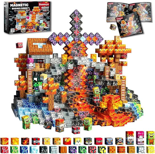 150 PCS Magnetic Blocks - Building Block for Kids Ages 4-8, Magnet Blocks Cubes Tiles Constructions Toys Girl Boy, STEM Educational Stacking Toy, Sensory Play Game Preschool Learning Gifts