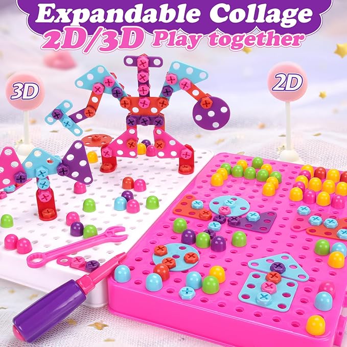 RSPED Magic Montessori Play Toolbox with Electric Drill, Kids Tool Set Real, Toddlers Toys Pretend Play Power Creativity Tools Drill and Screw Construction Kit for Boys Girls