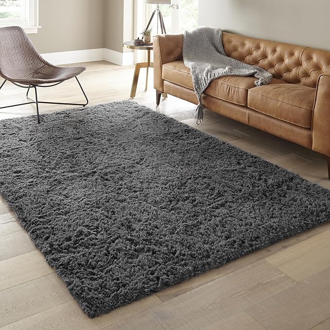 Ophanie 5x8 Area Rug, Grey Rugs for Living Room Fluffy Shag Large Fuzzy Plush Soft Rug, Gray Shaggy Carpets for Bedroom, Kids Boys Girls Dorm Nursery Home Decor Aesthetic