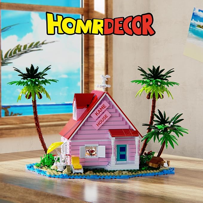 Kame House Building Kit, Pink Sea View Apartment Architecture Model Building Blocks Toy, Compatible with Lego, Creative Christmas for Anime Fans、Teens、Adults (1423PCS)