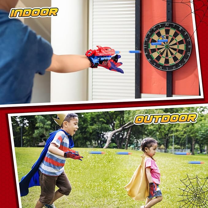 2 Sets Superhero Web Shooters for Kids Age 3-7,Adjustable Wrist Launcher Slinging Toy Set with 40 Darts,Ideal Birthday for Boys & Girls Imaginative Role-Play Costume Accessory