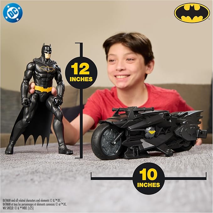 DC Comics, Batman Stealth Remote Control Batcycle with 12" Batman Action Figure, Super Hero Kids Toys for Boys and Girls Ages 4 & Up