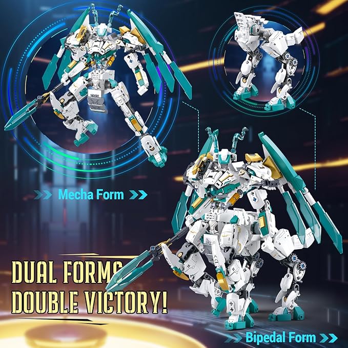 Mech Building Sets, 2 in 1 Transforming Dragon Warrior Building Toys for Adult and Kids Age 8 9 10 11 12, Compatible with Lego Mech Set, 731 PCS