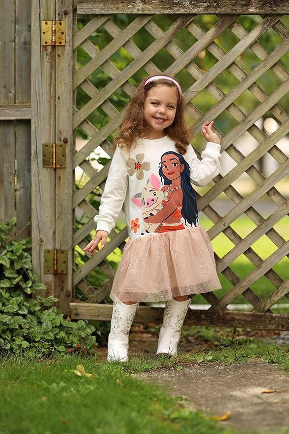 Disney Stitch Minnie Elsa Princess Sweatshirt Dress Toddler Girl Sequin Long Sleeve Pullover Clothes Fall Outfit 2-9 Years