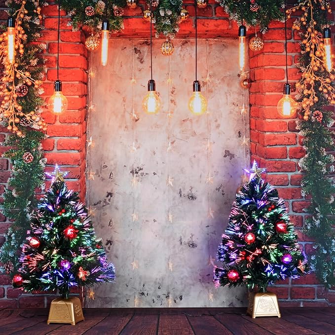 24inch Green Fiber Optic Christmas Tree,Prelit Artificial Tabletop Christmas Tree,Star,Butterfly and Ball Ornaments for Best Holiday Home Decorations,2 Foot