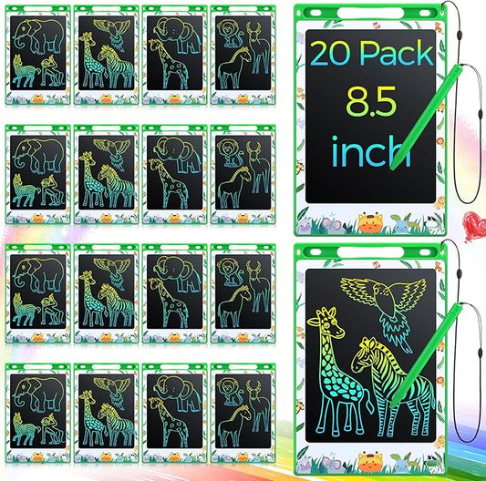 Zhehao 20 Pack LCD Writing Board for Adults, 8.5 Inches Doodle Jungle Animals Reusable Scribbler Board Screen Drawing Pad Erasable Painting Pads Educational Toy for Adults