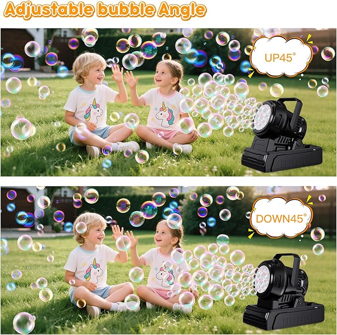 PANACARE Automatic Bubble Machine, Electric Portable Bubble Machine with 20 Bubble Solutions, Produce 10000+ Big Bubbles Per Minute, Suitable for Wedding/Birthday/Children/Party