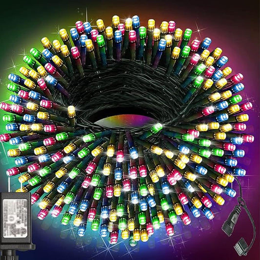 Haili 105FT 300 LED Christmas Lights Outdoor Waterproof, 8 Mode Connectable String Lights for Christmas Tree, Wedding, Party, Patio, House Christmas Decoration(Multi-Colored)