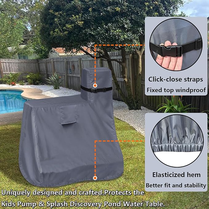 Kids Water Table Cover for Step2 Pump & Splash Discovery Pond Water Table, Outdoor UV, Fade-resistant, Wind and Dust Protection Toddlers Water Sensory Activity Pool Cover(Grey)