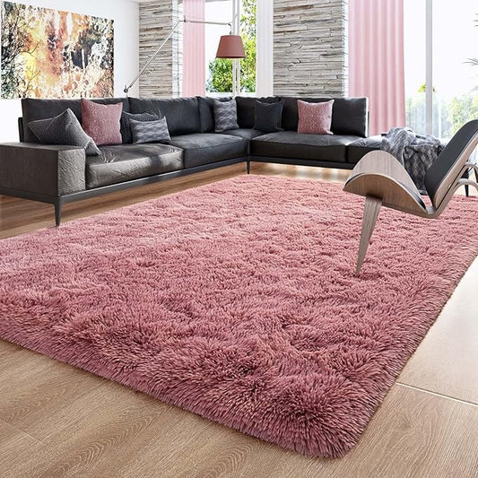 Ompaa Fluffy Rug, Super Soft Fuzzy Area Rugs for Bedroom Living Room - 6' x 9' Large Plush Furry Shag Rug - Kids Playroom Nursery Classroom Dining Room Decor Floor Carpet, Blush