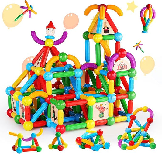 TOKBLOK Magnetic Blocks for 3 Years Old Girls Boys Magnetic Building Sticks Preschool Educational Learning STEM Toys Toddler Montessori Magnet Toys Kids Gift - 76Pcs Starter Set