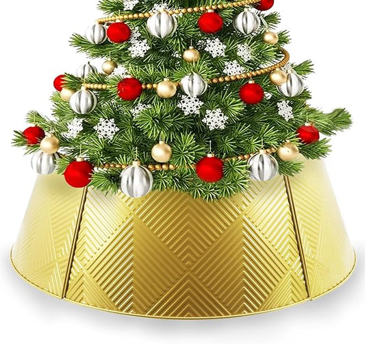 Metal Christmas Tree Collar 28 inch,Voumsil Christmas Tree Ring Collar Stand Cover Real Artificial Trees Indoor Outdoor Decoration