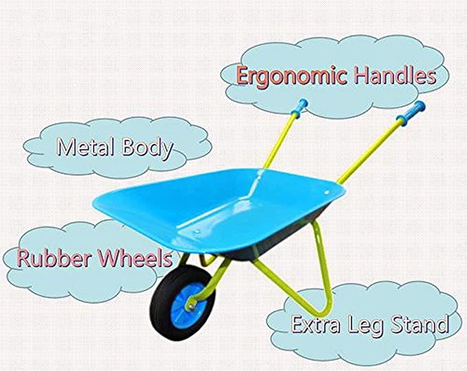 G & F Products Kids Metal Wheelbarrow – Child-Sized, Durable Metal Construction with Sturdy Wheel, Easy Assembly, Ideal for Outdoor Play, Gardening Fun, Backyard Activities & Toddler-Friendly Design