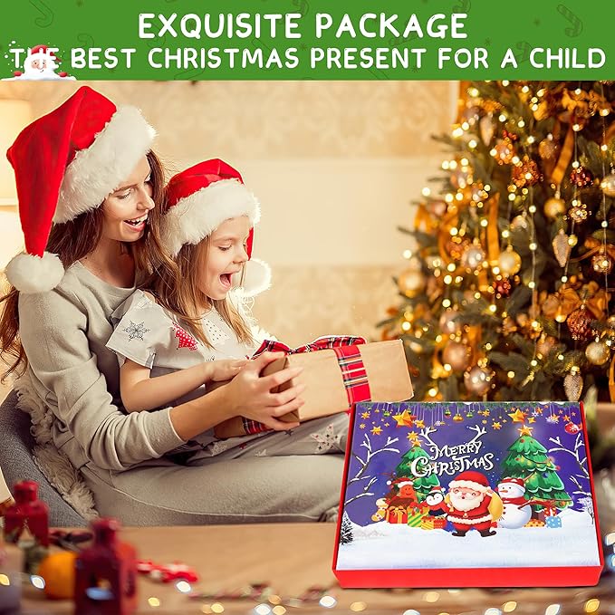 Onekka Felt Christmas Tree Set with 32 Ornaments for Kids, Xmas Gifts, 3.2ft DIY Felt Christmas Tree Wall Hanging Christmas Decorations with String Light (Batteries Not Included)