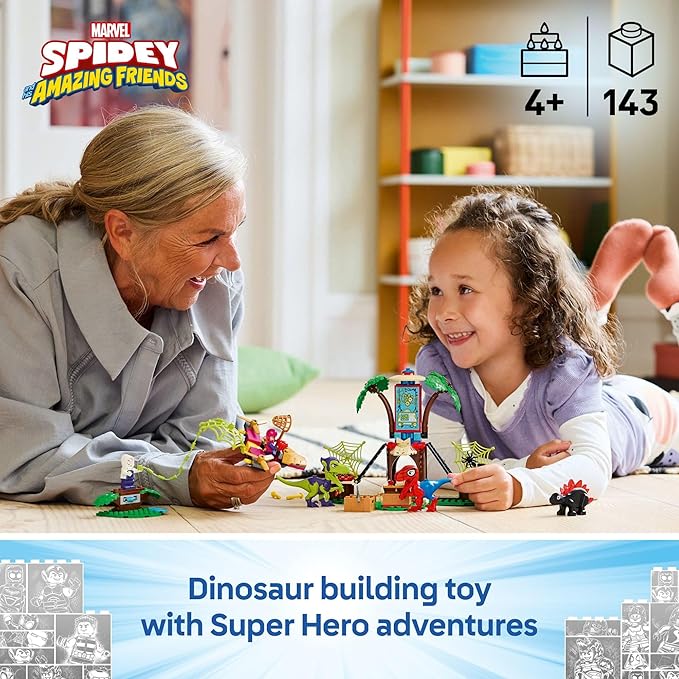LEGO Marvel Spidey and His Amazing Friends Spidey and Gobby's Raptor Battle at Tree House HQ - Dinosaur Building Toy for Kids, Boys and Girls, Ages 4+ - Preschool Pretend Play Set - Gift Idea - 11200