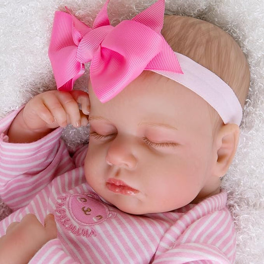 Lifelike Reborn Baby Dolls - 20-Inch Sweet Smile Real Life Realistic-Newborn Sleeping Baby Girl with Toy Accessories Gift Set for Kids Age 3+