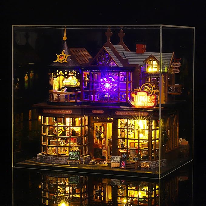DIY Miniature Wooden Dollhouse Kit, DIY Miniature House Kit for Adults and Teens, DIY Mini Dollhouse Kit (Magic Treasure House)