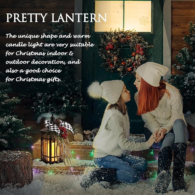 Christmas Decorations Christmas Lantern, Christmas Decor Candle Lanterns, 14 Inch Flameless Candle Lantern, Outdoor Patios Indoor Home Table Fireplace Farmhouse Decorations,Holiday Xmas Gifts