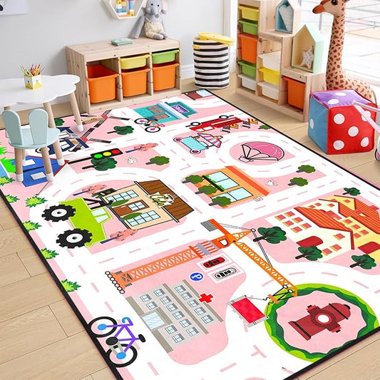Kids Carpet City Play Mat - Cars Rugs for Boys Room Road Rug for Kids Car Track Rug for Bedroom Car Mat for Kids Toy Cars, 5x7 Feet