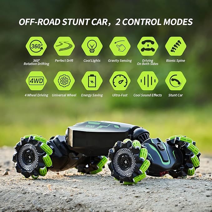 4WD Remote Control Gesture Sensor Car,Hand Controlled RC Stunt Car,Double-Sided Vehicle 360° Rotation with Light and Music Spray, Watch Toy Cars for Boys & Girls Birthday