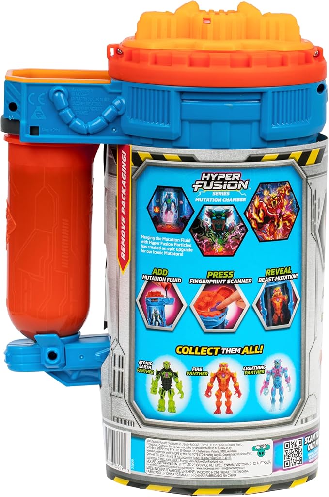 MRBEAST LAB Hyper Fusion Mutators, Experiment & Create The Fire Panther, Add Mutation Fluid, Press The Fingerprint Scanner & Reveal The Panther, Over 20 Points of Articulation, Collect All 3