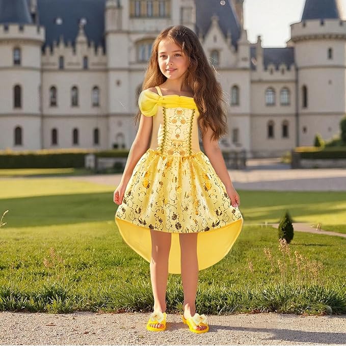 Meland Princess Dress Up for Girls 3-6, Dress Up Clothes for Girls with Princess Shoes Toy, Birthday Gift for Toddlers Girls