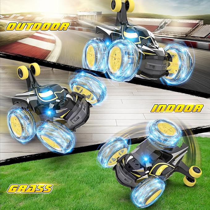 Remote Control Car Stunt RC Cars 360° Rotating with 2.4GHz Rechargeable Wheel Lights Toys Car Gift for Boys 3 4 5 6 7 8 9 10 11 12 (Black)