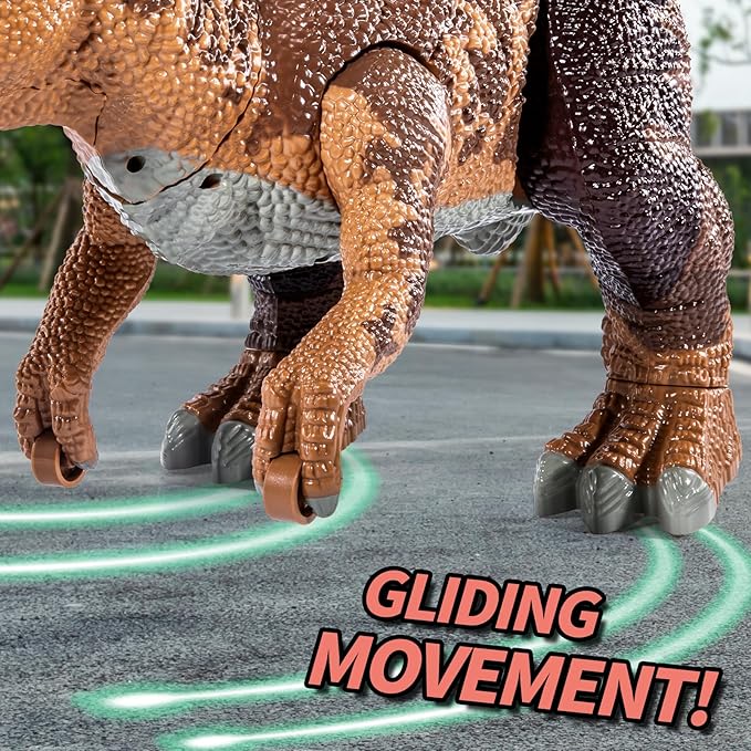 24" Large Dinosaur Toys for Kids 3-5, Big Dinosaur Tyrannosaurus rex Figure Toy with 10+ Dinosaurs Belly Storage, Gliding Wheels, Lights Sounds & Mist Spray – T-Rex that eats Toy for Boys Gift