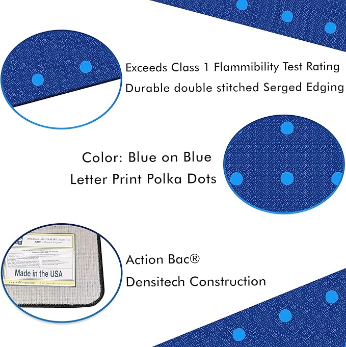 KidCarpet On The Spot Seating Classroom Carpet, 4' x 6' Rectangle, Blue on Blue