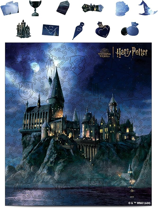 CRAFTHUB Harry Potter Puzzle – Magical Hogwarts Castle – A3 Size – Wooden Jigsaw Puzzles for Adults – 205 Unique Shaped Pieces – Officially Licensed Merchandise – 10.8" x 10.9"