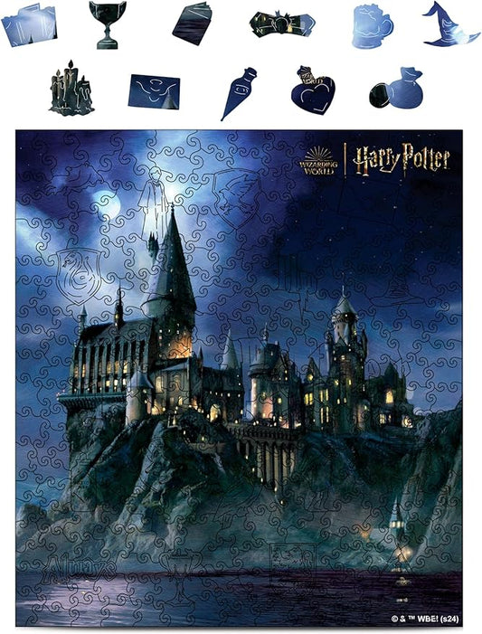 CRAFTHUB Harry Potter Puzzle – Magical Hogwarts Castle – A3 Size – Wooden Jigsaw Puzzles for Adults – 205 Unique Shaped Pieces – Officially Licensed Merchandise – 10.8" x 10.9"