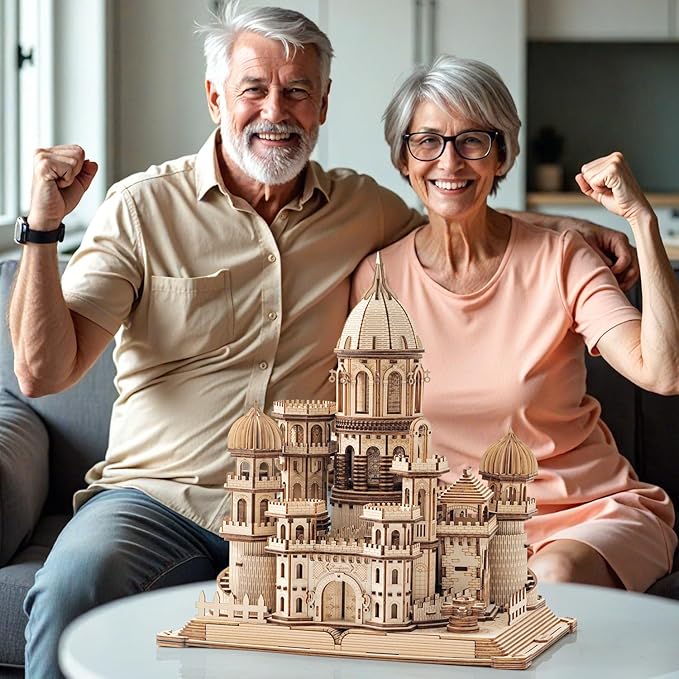 3D Wooden Puzzles DIY Mechanical Wooden Wide Model Kit 1000 Pcs 3D Puzzles for Adults Teens 14+Years Puzzle Enthusiasts Box Clockwork Enchanted Castle