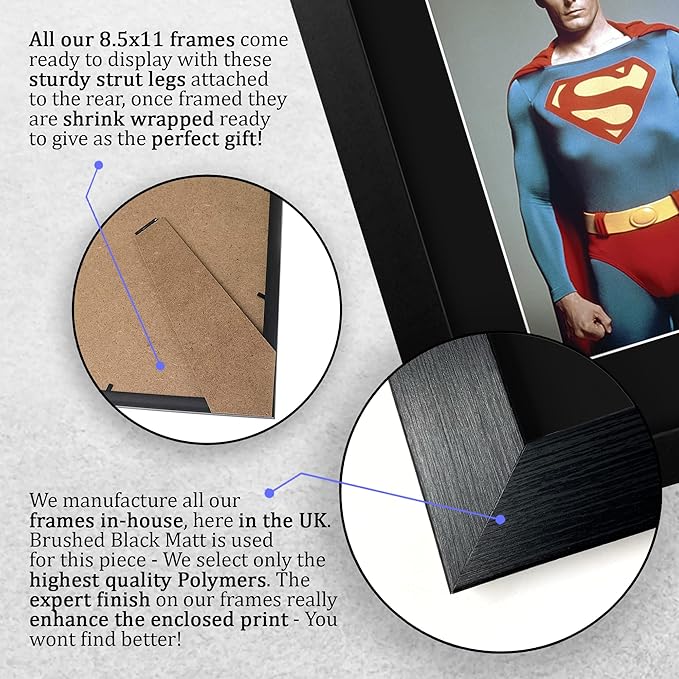 HWC Trading Christopher Reeve Superman Gifts USL Framed Printed Signed Autograph Picture for Movie Memorabilia Fans - US Letter Size