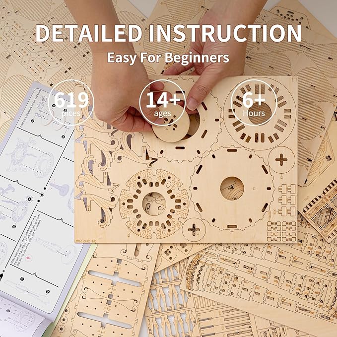 3D Puzzles for Adults, Wooden 3D Puzzle Model Lotus Pavilion Music Box Toys Building Kits, DIY Wood Crafts Cool Toy Hobbies for Men Women, Creative Assembly Gifts