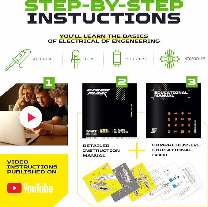 DIY Robot Building Kit - MAT002 Wipe Racer - Science Kid STEM Toys - Educational Robotics Kits for Kids - Printed Circuit Board Set - Build Your Own Robotic Helicopter - Engineering Toy Kit