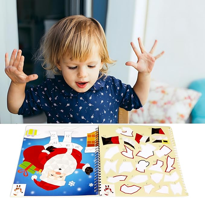 90shine 2PCS Christmas Crafts for Kids Ages 4-8 Sticker Paint Books Gifts Create 22 Pictures