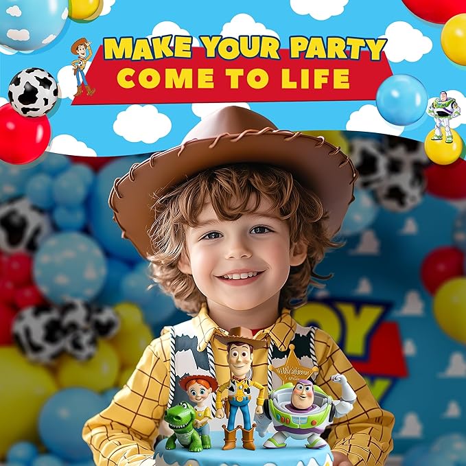 ALL-IN-1 Toy Story Balloons Arch Kit for It's A Boy Story Baby Shower Decorations Theme – Toy Story Balloon Garland Kit with Cloud & Cow Toy Story Balloons for First Toy Story Birthday Party Supplies