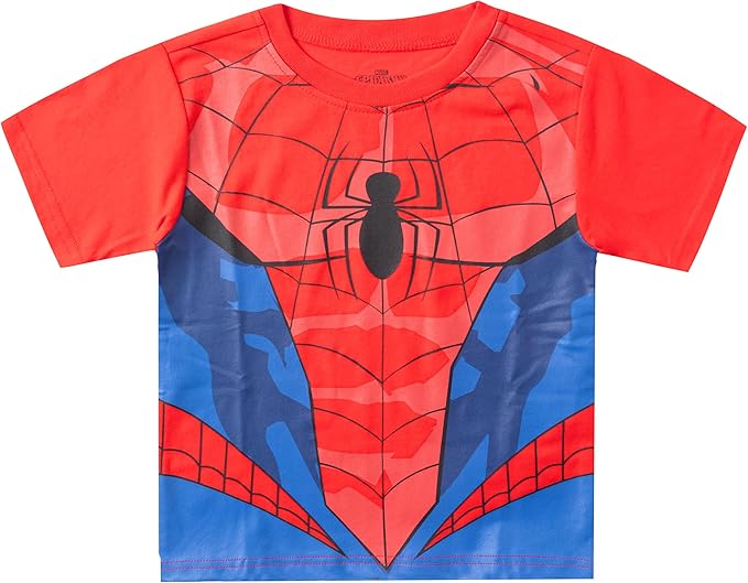 Marvel Spider-Man Boys 2 Piece Short Sleeve Shirt and Pants Set for Toddlers and Big Kids