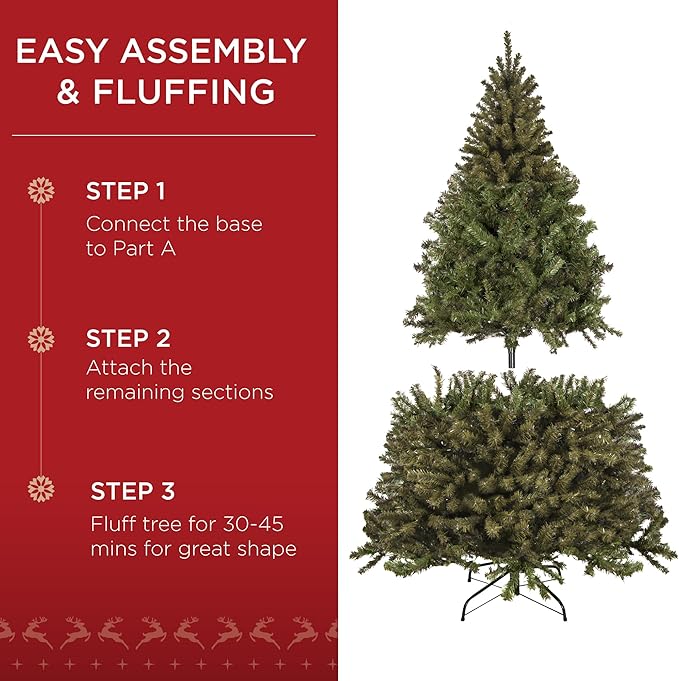 Best Choice Products Artificial Christmas Tree, 4.5ft Premium Unlit Realistic Spruce Holiday Décor w/Dense Branches, Easy Assembly, Metal Base - Green Spruce