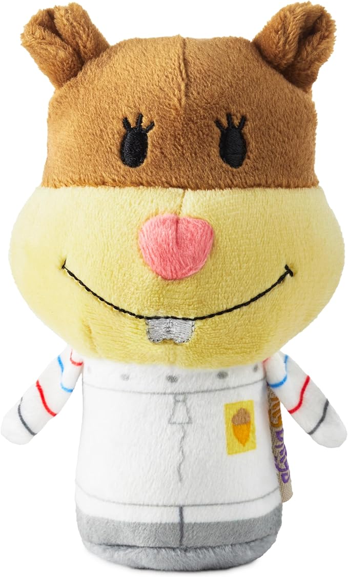 Hallmark itty Bitty Nickelodeon Spongebob Squarepants Plush Toy (Sandy Cheeks) 4" Mini Stuffed Animal, Easter Basket Stuffers
