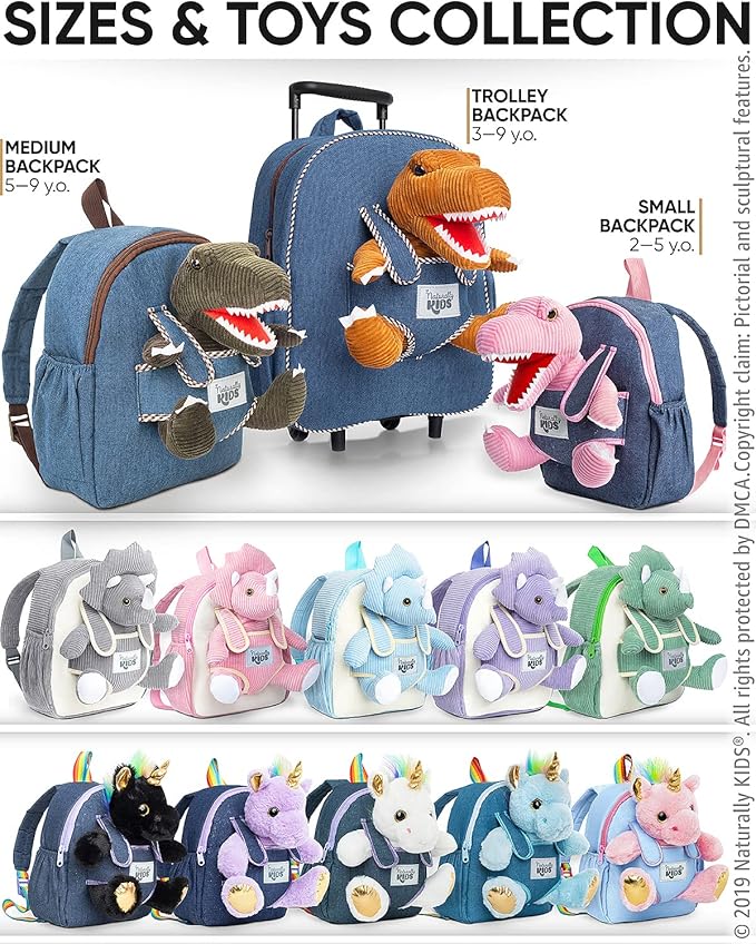 Toddler Luggage for Boys w Dinosaur Toys, Kids Rolling Backpack for Boys, Toddler Suitcase, Gifts for 3 4 5 6 Year Old