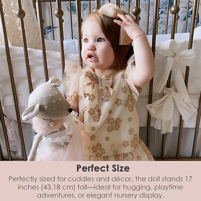 MON AMI Doe Ballerina Stuffed Doll – 17”, Designer Dress & Shawl, Plush Ballerina Doll for Girls, Use as Toy or Room Decor