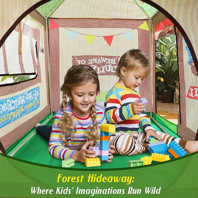 SweHouse Kids Play Tent Indoor: Clubhouse Tent for Kids with Roll-up Door and Windows for Outdoor Games - Boys Tent Playhouse Toddlers Toys Tent for Birthday Gifts