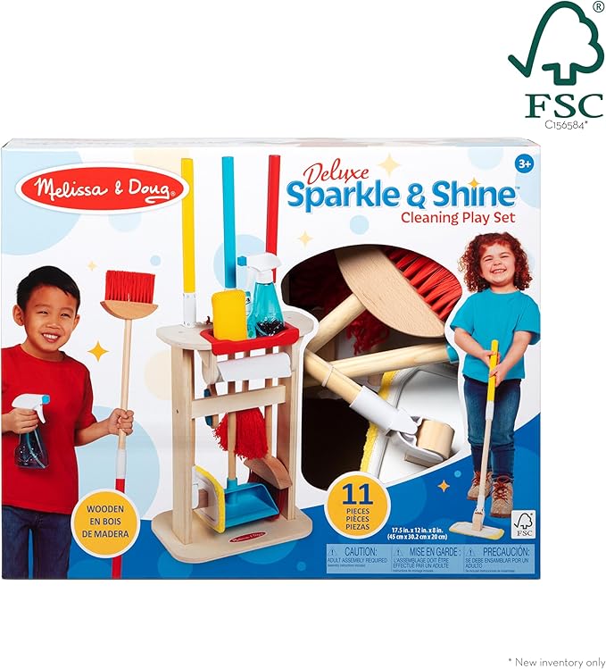 Melissa & Doug Deluxe Sparkle & Shine Cleaning Play Set (11 Pieces) - FSC Certified