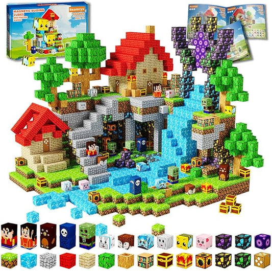 150pcs Magnetic Blocks House and Trees, Magnetic Toys Games for Kids Ages, STEM Sensory Toys for Kids Ages 4-8